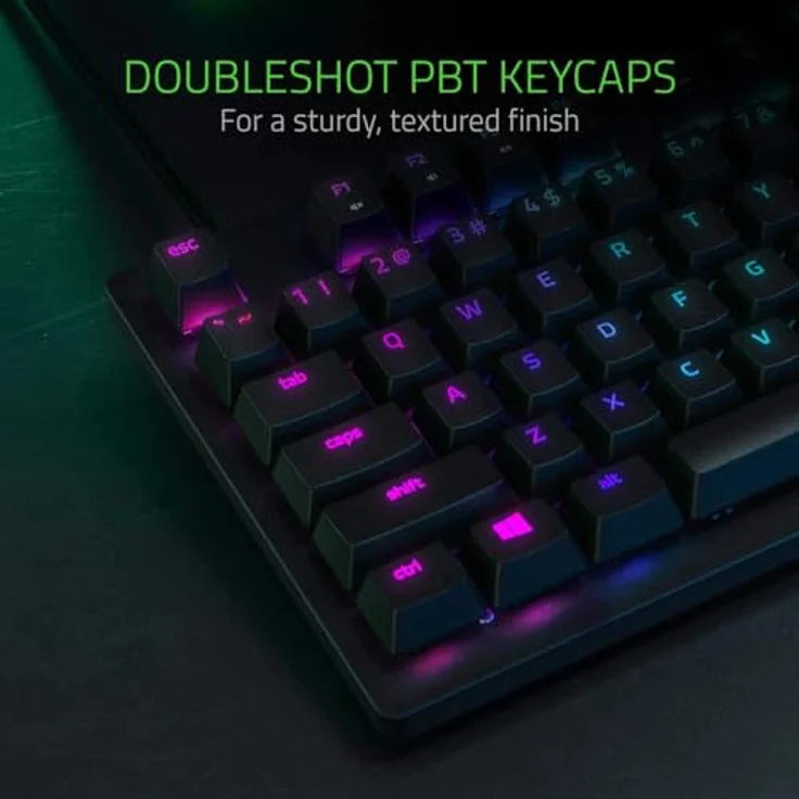 Razer Huntsman TE TKL Gaming Tastatur: Kompakte Mechanische Gaming Tastatur mit den schnellste Linear Optical Tasten, PBT-Tastenkappen (RGB, Intl. US Layout QWERTY) – Bild 4