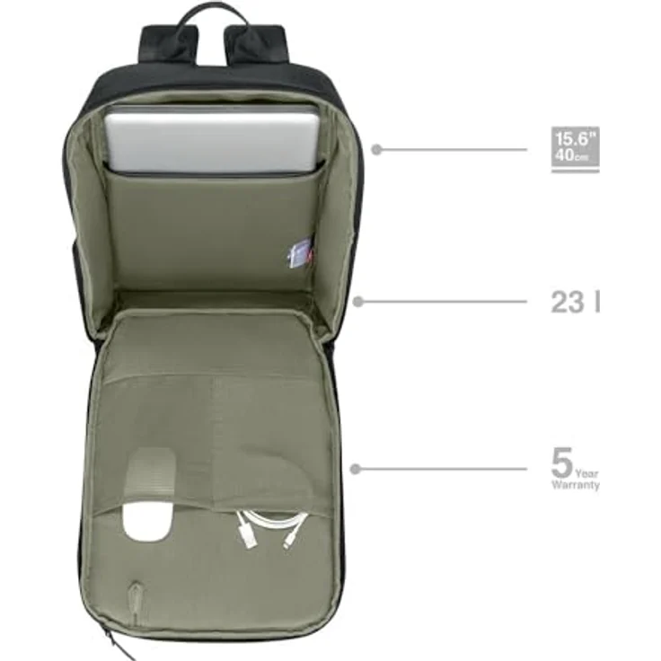 WENGER UrbanOne Backpack, Laptop-Rucksack bis 15,6 Zoll, Toploader, 23 l, Schwarz, für Damen und Herren, Büro und Uni – Bild 3