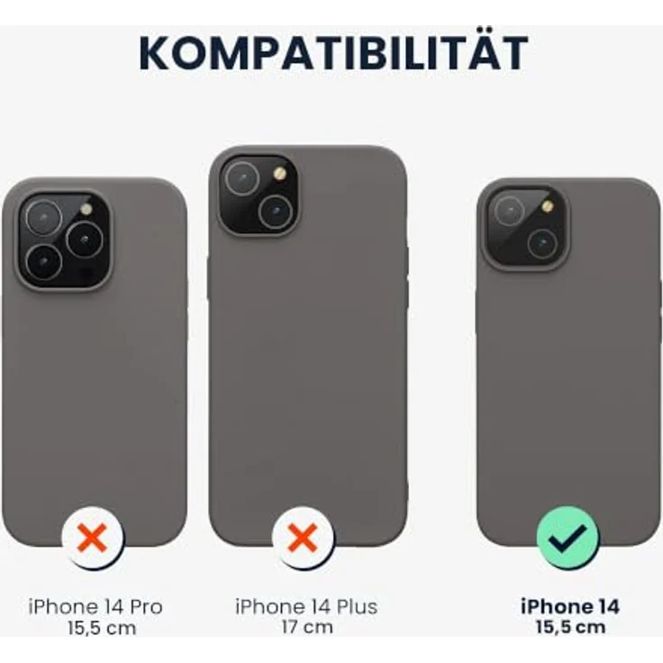 kwmobile Handyhülle für iPhone 14, Silikon Case in Stone Dust - Anti-Rutsch, kabelloses Laden, stoßfest – Bild 2