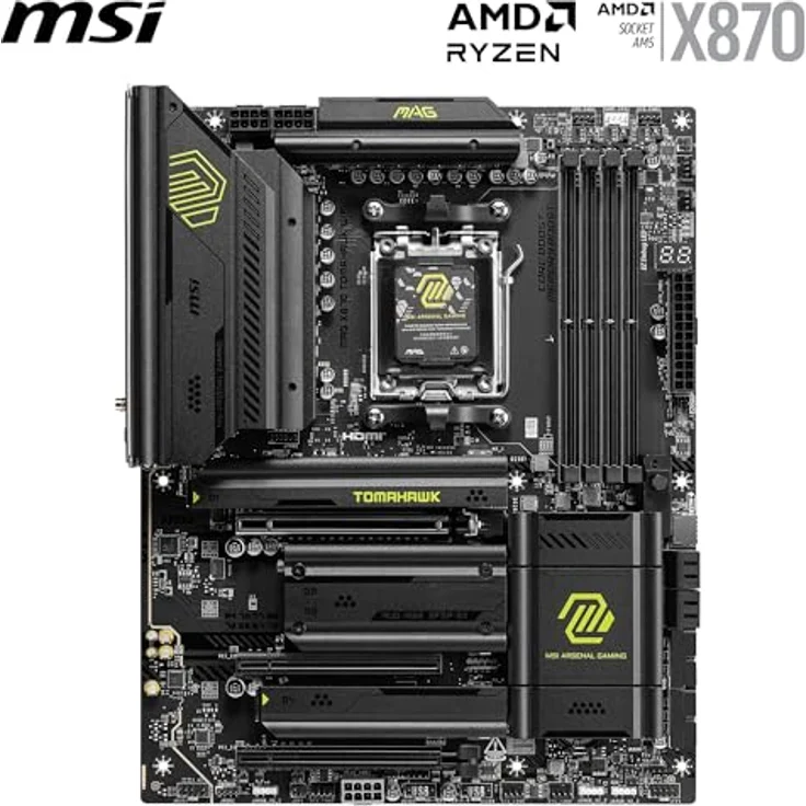 MSI MAG X870 Tomahawk WiFi Mainboard, ATX - Unterstützt AMD Ryzen 9000/8000/7000 Prozessoren, DDR5 Memory Boost 8400+MT/s (OC), PCIe 5.0 x16 & 4.0 x16, M.2 Gen5, Wi-Fi 7, 5G LAN – Bild 2