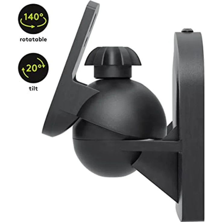 Goobay Basic Lautsprecher Wandhalterung universal, Schwarz - Universal-Lautsprecherhalterung zur Wandmontage (schwenk- und neigbar) für Lautsprecher bis max. 3,5kg, schwarz (49393) – Bild 4