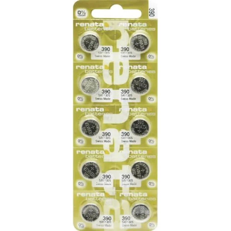 Renata Knopfzelle 390, 10er Pack, 80 mAh, ideale Energiequelle für Uhren und kleine elektronische Geräte