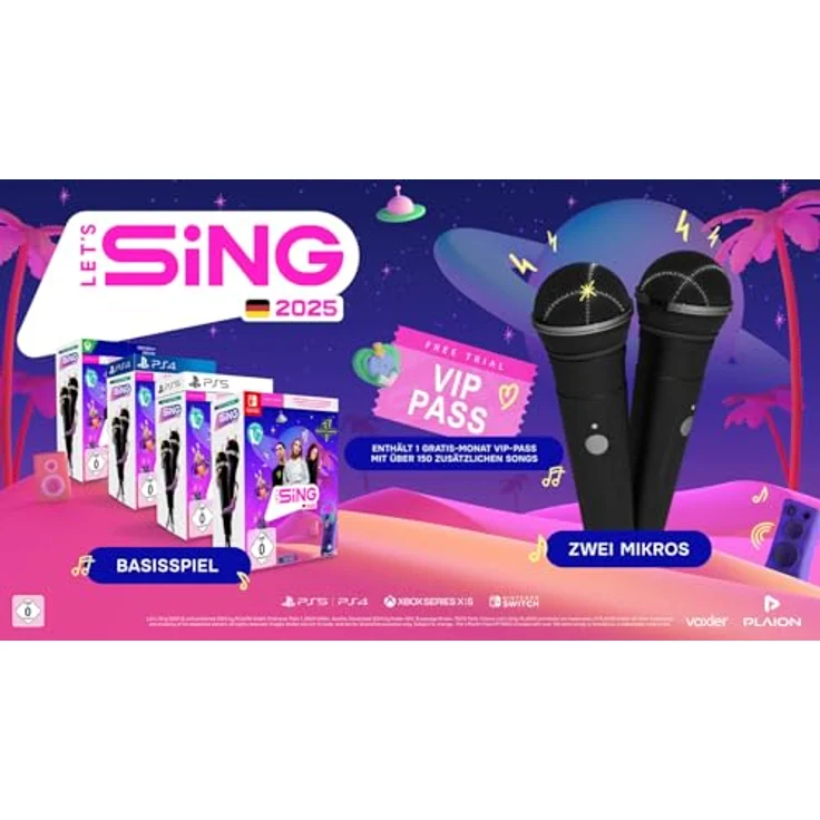 PLAION Let's Sing 2025 German Version, Nintendo Switch, inkl. 2 Mikrofone, Karrieremodus, VIP-Pass, bis zu 4 Spieler – Bild 2