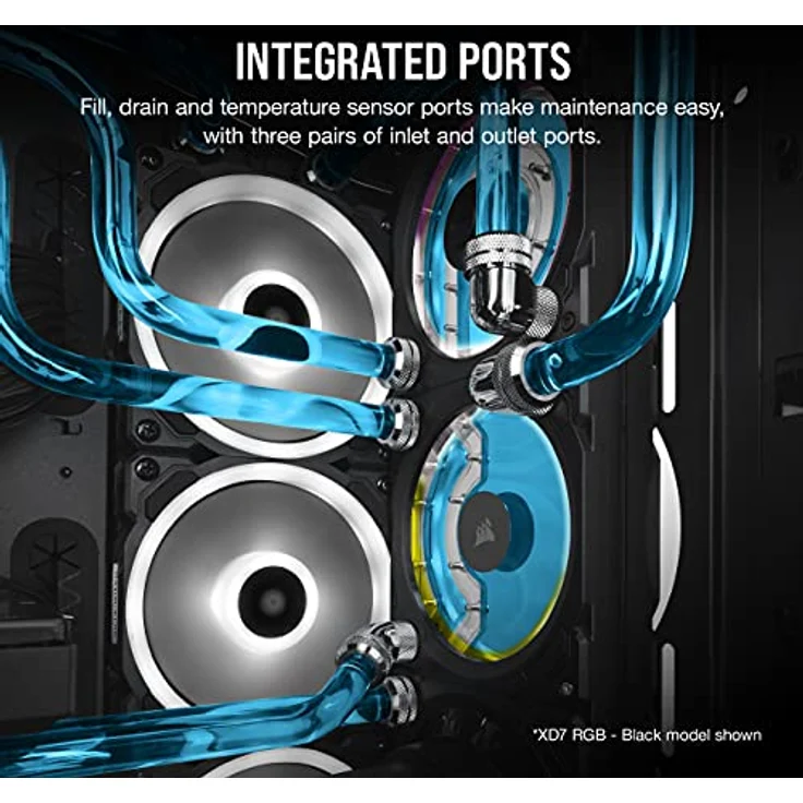 Corsair Hydro X Series XD7 RGB Pumpen-/Ausgleichsbehälter-Kombination (360-mm-Verteilerplattensystem, D5 PWM-Pumpe, 140-ml-Behälter, 36 Einzeln Ansteuerbare RGB-LEDs, Temperatursensor) Weiß – Bild 4