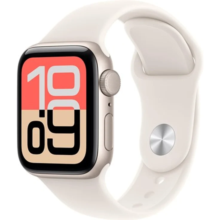 Apple Watch SE 3 GPS, 40mm Starlight Aluminium Gehäuse mit Starlight Sport Armband M/L, Always-On Display, Schlaf-Tracker, Sturz- und Crash-Erkennung, 18 Stunden Akkulaufzeit