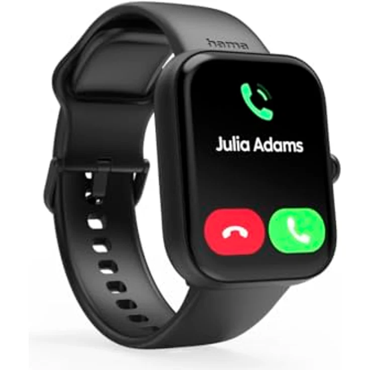 Hama Smartwatch 5000 (Farbdisplay 1,65“, Telefonfunktion, WhatsApp, E-Mails etc., Sprachassistent, wasserdicht, Fitnesstracker mit 100 Sportarten + Herzfrequenz, Blutsauerstoff, Kalorien etc.) schwarz – Bild 5