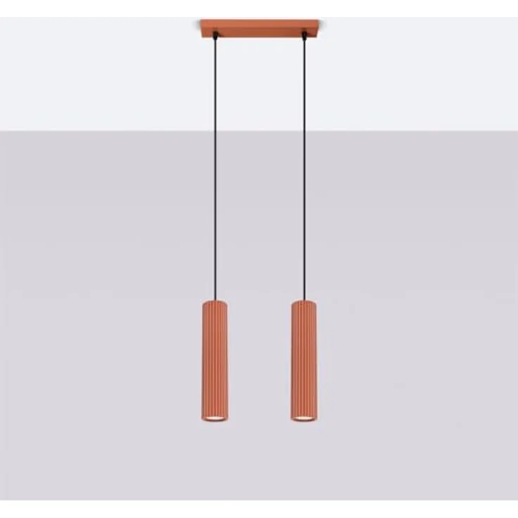 SOLLUX lighting Hängelampe Pendelleuchte Aluminium 2 Flammig 30 x 6,5 x 16,5 cm Karbon Ockerrot – Bild 3
