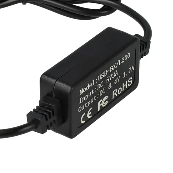 vhbw USB-Ladekabel für Sony DCR-HC23E, HC24, HC24E, HC26, HC21E, HC22, HC22E, HC23, HC27, HC26E, 2m, schwarz, zuverlässiges Aufladen an USB-Anschlüssen – Bild 7