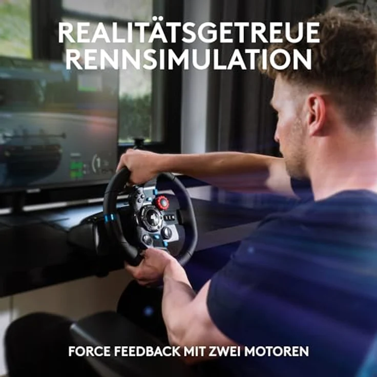 Logitech G G29 SE Driving Force Rennlenkrad und Pedale, Force Feedback, echtes Leder, 900°-Lenkbereich, für PS5, PS4 und PC, Mac – Schwarz – Bild 4