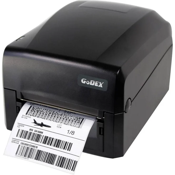 Godex GE300 Etiketten-Drucker, Thermodirekt- und Thermotransfer, 203 dpi, max. Druckbreite 10,8 cm, USB 2.0, RS232, RJ45, Schwarz