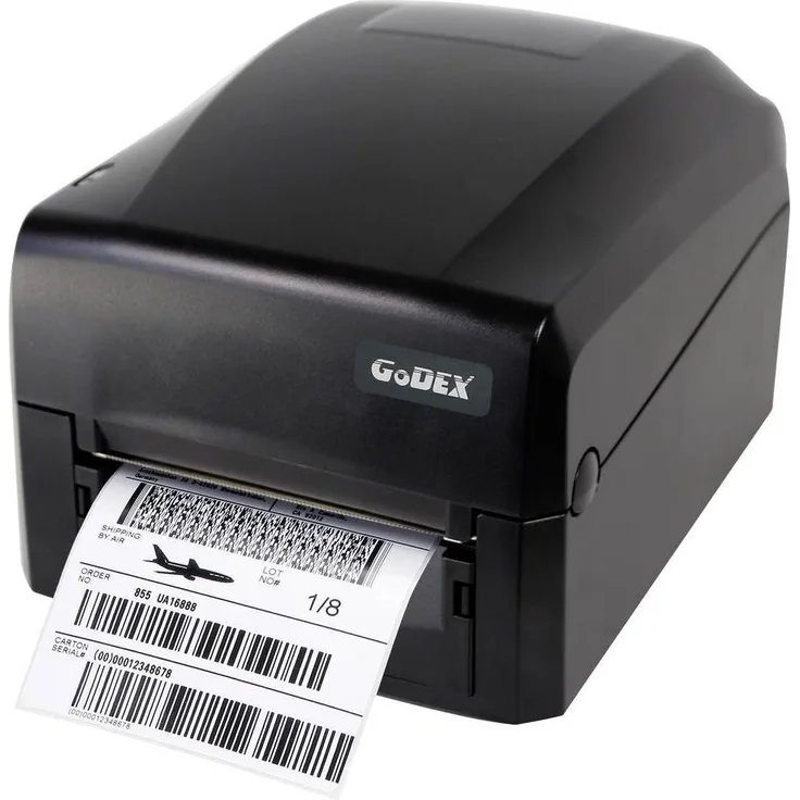 Godex GE300 Etiketten-Drucker, Thermodirekt- und Thermotransfer, 203 dpi, max. Druckbreite 10,8 cm, USB 2.0, RS232, RJ45, Schwarz