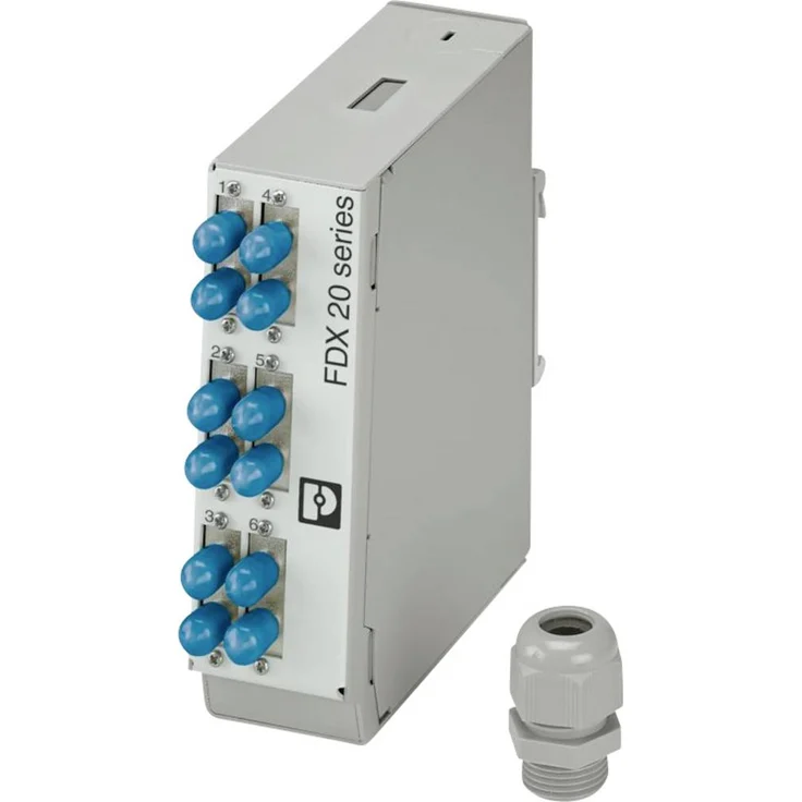 Phoenix Contact FOC-FDX20-PP-STD6-OSP-PT9, LWL-Spleißbox Tragschienenmodul, IP20, grau, Metall, Anschlussart: Spleißen, Kabelabgang oben und unten