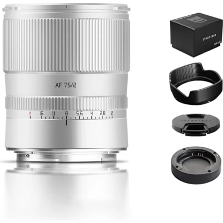 TTArtisan 75 mm F2.0 Autofokus AF-Objektiv mit Metallgehäuse, kompatibel mit Nikon Z-Mount, Vollformat, Silber – Bild 1