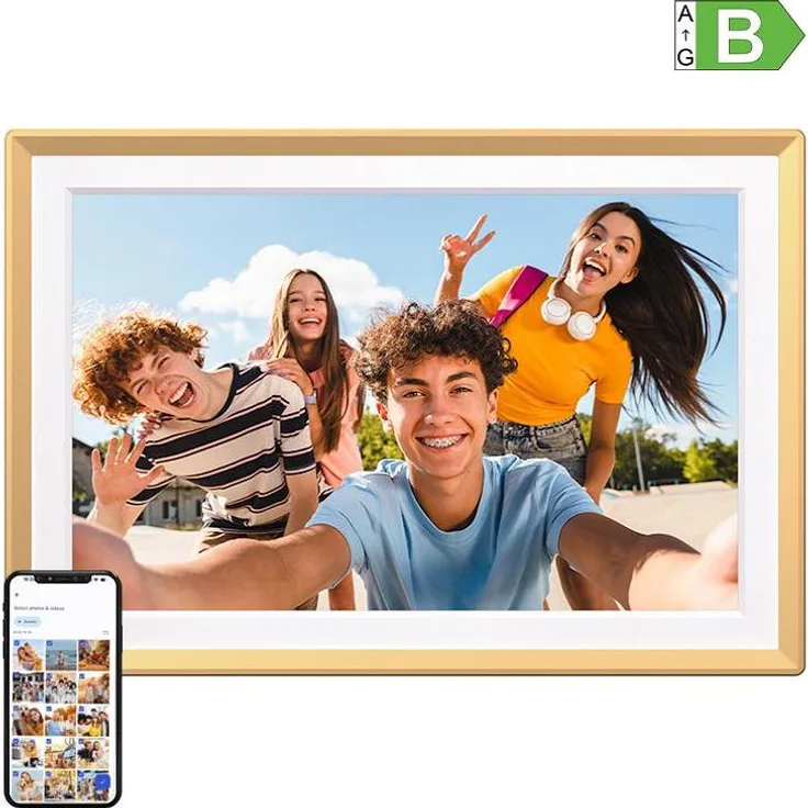 Arzopa D14 Golden, Digitaler Bilderrahmen 14" mit 1920 x 1200 Pixel, Wi-Fi, 32 GB Speicher, gold