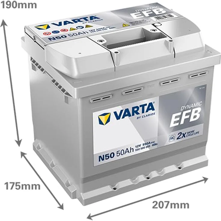 Varta Dynamic N50 EFB, 12V Starterbatterie mit 50 Ah und 550 A, für Start-Stopp-Systeme – Bild 5
