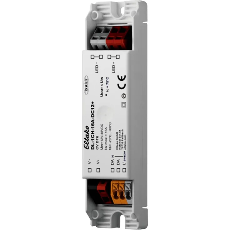 Eltako DL-1CH-16A-DC12+, 1-Kanal LED-Dimmer für Deckeneinbau, DALI-kompatibel, 12-48V DC, 16A, Korridorfunktion, dimmbereich 0,1%-100%
