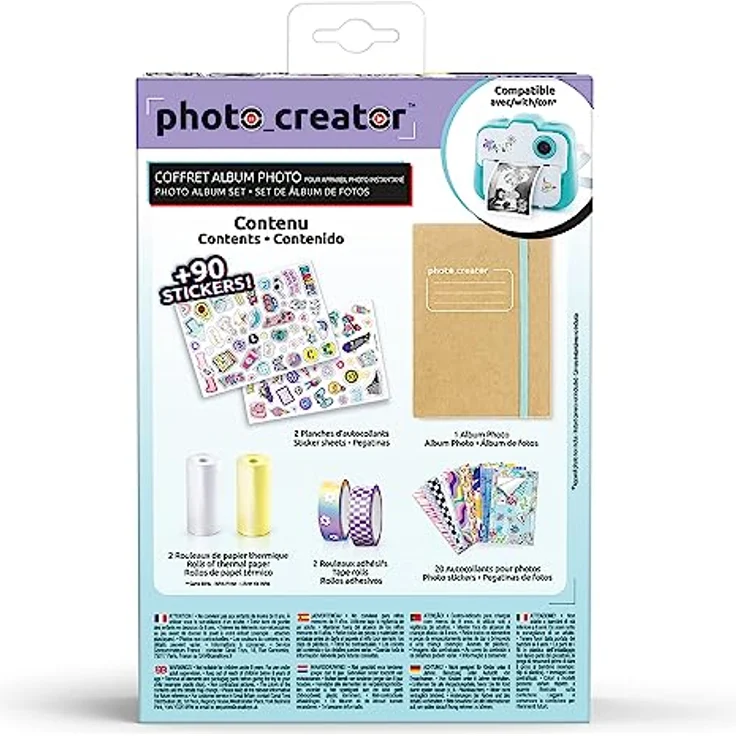 Canal Toys Fotoalbum CLK 007, Sofortdruck mit 2 Papierrollen, 2 Stickerbögen und 20 selbstklebenden Bilderrahmen, mehrfarbig – Bild 4