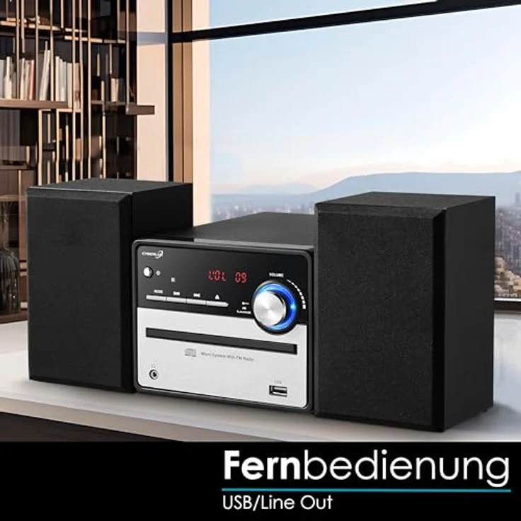 Cyberlux CL-3120 Retro HiFi Kompaktanlage | Stereoanlage | Kompaktanlage | USB | Line Out | CD/MP3 | FM Radio | 30 Speicherplätze | LED-Display | Kassettenspieler | Mini HiFi Anlage | Stereoanlage mit Boxen – Bild 5