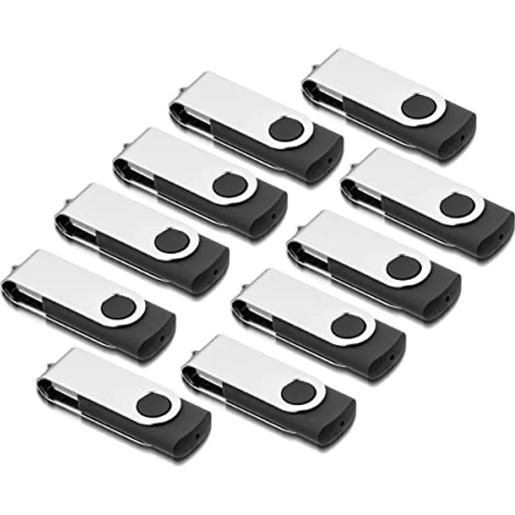 AreTop USB Sticks 16GB 10er Pack, Metall High Speed USB 2.0 Flash Drive mit 360-Grad-Drehung (Schwarz) – Bild 1