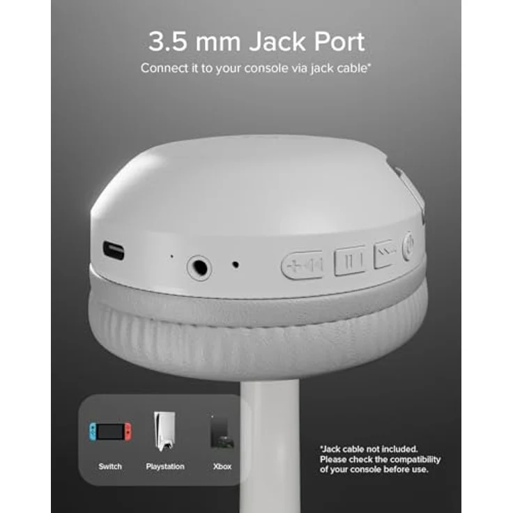 JAZ Pro Aero, Kabelloses On-Ear-Headset mit 10h Akkulaufzeit und integriertem Mikrofon, Weiss – Bild 5