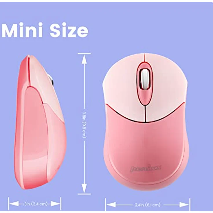 Perixx PERIMICE-802PK Bluetooth-Maus, tragbares Design, kompatibel mit Windows, iOS und Android, Rosa – Bild 3