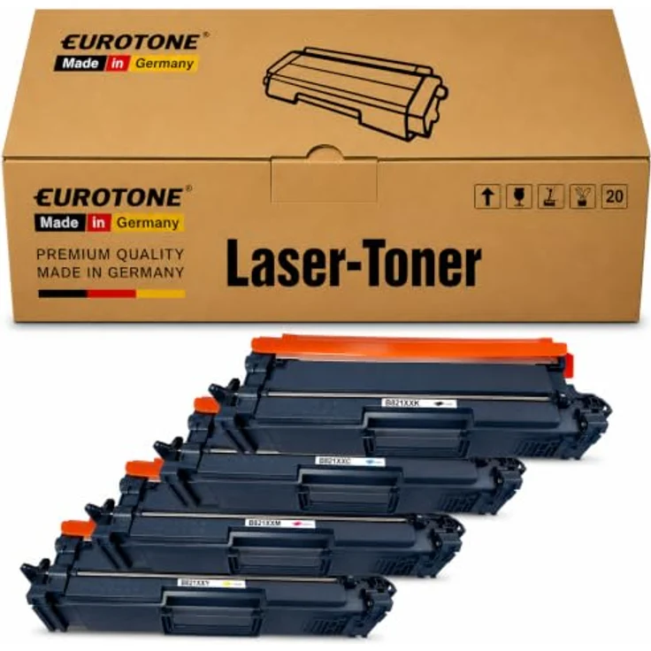 Eurotone TN821 Toner-Kompatibel für Brother TN-821, 4-Pack (Schwarz, Cyan, Gelb, Magenta) mit hoher Seitenausbeute bis 12.000 Seiten – Bild 1