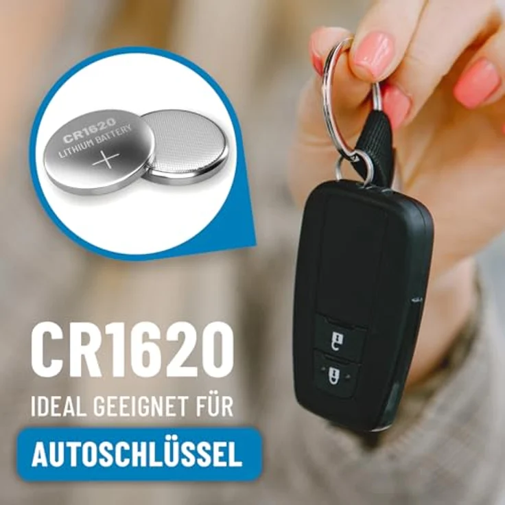 ABSINA CR1620 Lithium Knopfzelle 5er Pack, 3V mit langer Haltbarkeit für Autoschlüssel, Uhr, auslaufsicher – Bild 2
