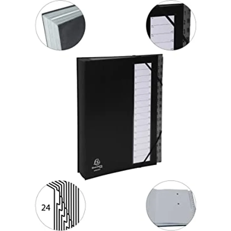 Generic Exacompta 56032E Pultordner, Aktenordner mit fester Balacron-Hülle, Gummiband und 31 Fächern, schwarz – Bild 5