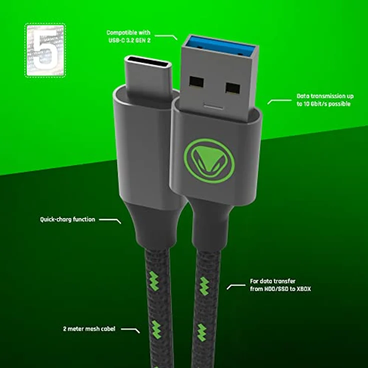 Snakebyte CHARGE:DATA:CABLE SX, Lade- und Datenkabel für XboxSX-Controller, 2m – Bild 7