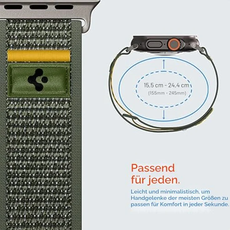 Spigen Athlex Air Strap für Apple Watch 44 / 45 / 46 / 49 mm, atmungsaktives Stoffmaterial, grün – Bild 4