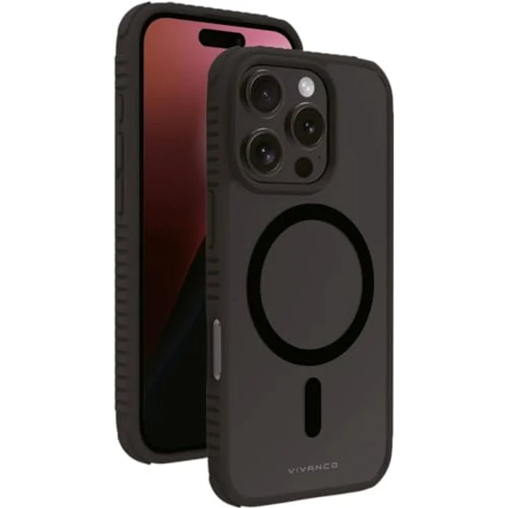 Vivanco Mag Solid Elite Cover für Apple iPhone 16 Pro, 360° Anti Shock, 3.2m Drop-Protection, MagSafe Support, Schwarz, Durchscheinend – Bild 1