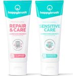 happybrush® Professional Zahnpasta 1x SensitiveCare mit Kräuter Geschmack und 1x Repair&Care - für sensitive/schmerzempfindliche Zähne - Doppelpack (2x 75ml)