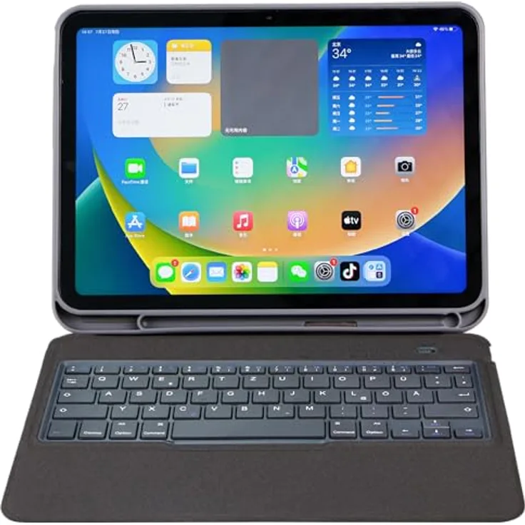 DEQSTER Slim Keyboard 2 für iPad 10.9" (10. Generation) - Tastatur Hülle - Bluetooth - QWERTZ Layout