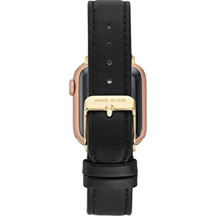 Anne Klein Leather Fashion Band für Apple Watch, verstellbares Echtlederarmband mit Edelstahl-Schnalle, schwarz, geeignet für 38/40/41 mm Handgelenke – Bild 2