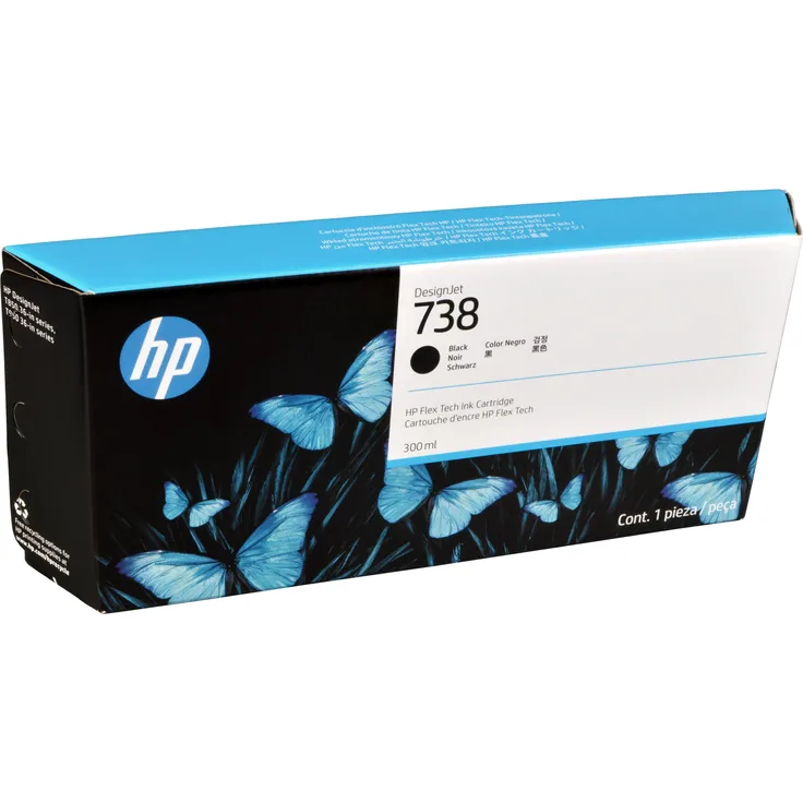 HP 738, 300-ml Schwarz DesignJet Druckerpatrone, Original Tintenpatrone für professionelle Drucke