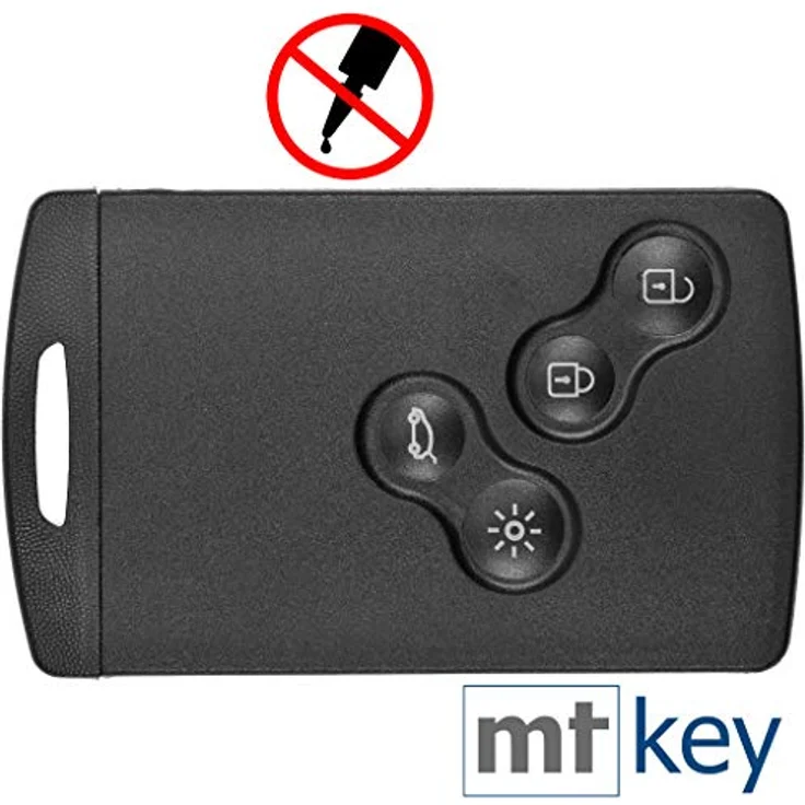 mt-key Auto Schlüssel Karte für Renault, 4 Tasten mit Notschlüssel Rohling und VARTA CR2032 Knopfzelle (3 V) – Bild 2