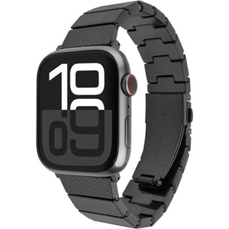 FIXED Resin Strap für Apple Watch Series 3-10 & SE, Carbon Black, verstellbare Länge, UV-beständig, atmungsaktiv, robuste Metallschließe