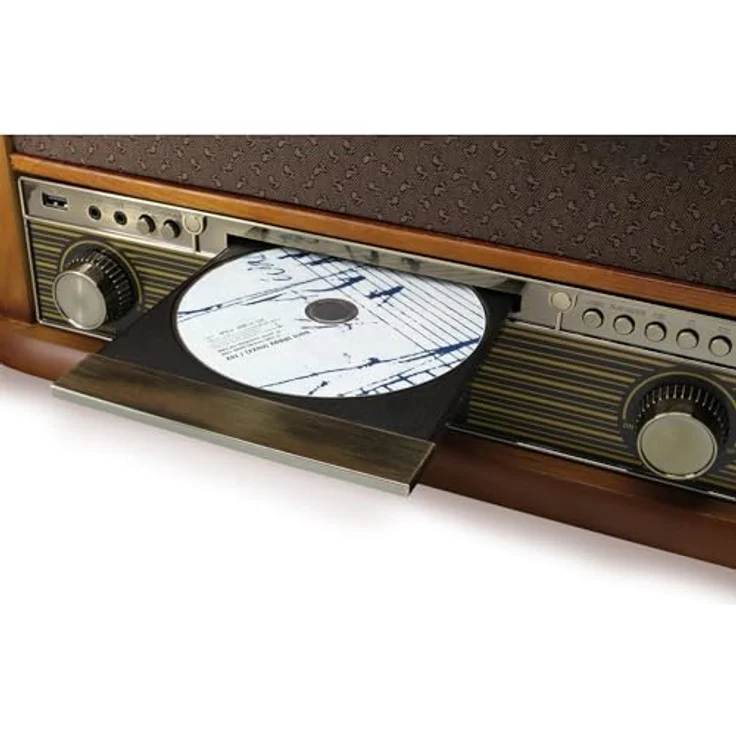 Soundmaster NR560 Nostalgie Stereoanlage mit Plattenspieler Kompaktanlage Bluetooth CD-Player MP3 USB Encoding Kassettenspieler 75-Ohm Anschluss, Schwarz – Bild 3