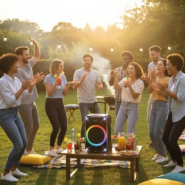N-Gear The Flash 1240, Bluetooth Lautsprecher mit 500 Watt, 12-Zoll-Woofer, 6 Stunden Akkulaufzeit, LED-Lichtshow und Karaoke-Mikrofon – Bild 10