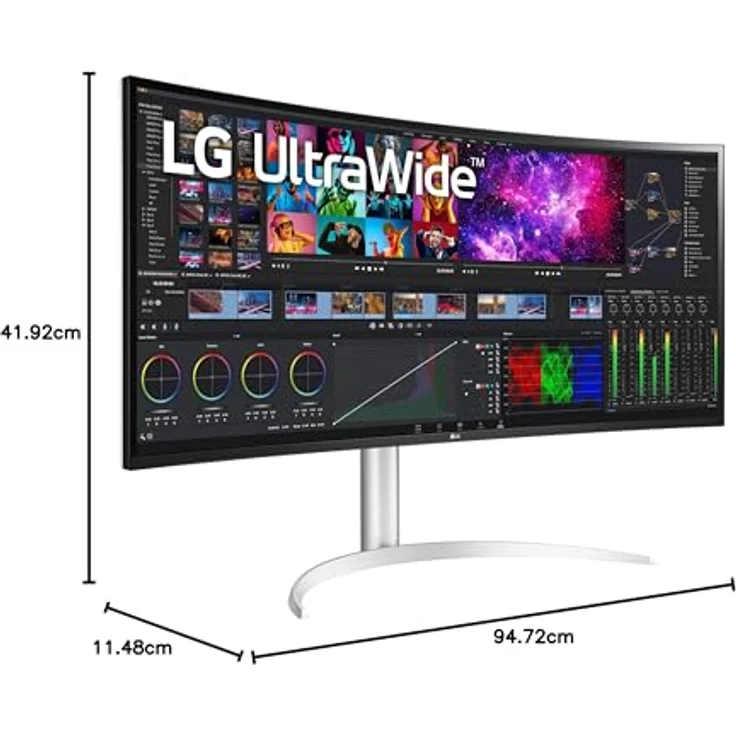 LG 5K UltraWide Curved Monitor 40WP95X-W 94,7 cm - 39,7 Zoll, 5120 x 2160, Nano IPS, HDR 10, Thunderbolt 4, Silber – Bild 3