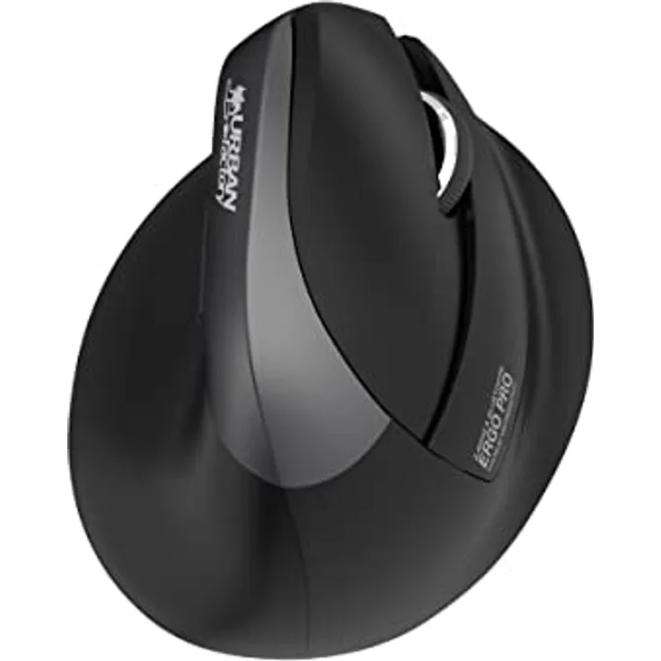 Urban Factory Ergo PRO, Ergonomische Maus für Rechtshänder, kabellos, 2400 DPI, Schwarz