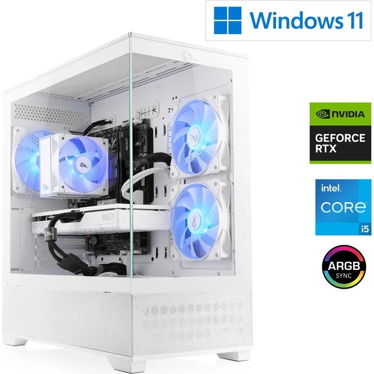 CSL-Computer Gaming PC M13320H, Intel Core i5 14400F, NVIDIA RTX 5070, 16 GB DDR4 RAM, 1000 GB M.2 SSD, Windows 11 Home, aRGB-Beleuchtung