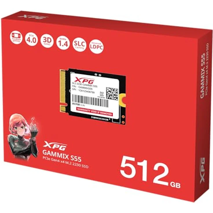 ADATA XPG GAMMIX S55 512GB SSD, NVMe, Lesegeschwindigkeit bis zu 5000 MB/s, Schreibgeschwindigkeit bis zu 3000 MB/s, M.2 2230, SMART-Unterstützung – Bild 2