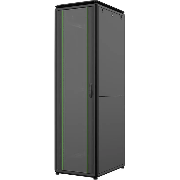 Logon RDL42U68BL, 42U 19 Zoll Rack mit 600 kg Tragfähigkeit, schwarz, abschließbar, IP40 Schutz, verstellbare Füße