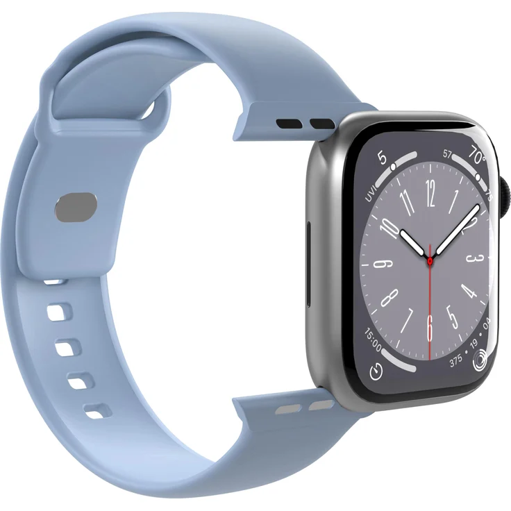 Puro Puicnaw44lblue, Silikon-Uhrenarmband für Apple Watch, Blau, verstellbar für Handgelenke von 144–220 mm, inkl. Druckknopf- und Schlaufenverschluss