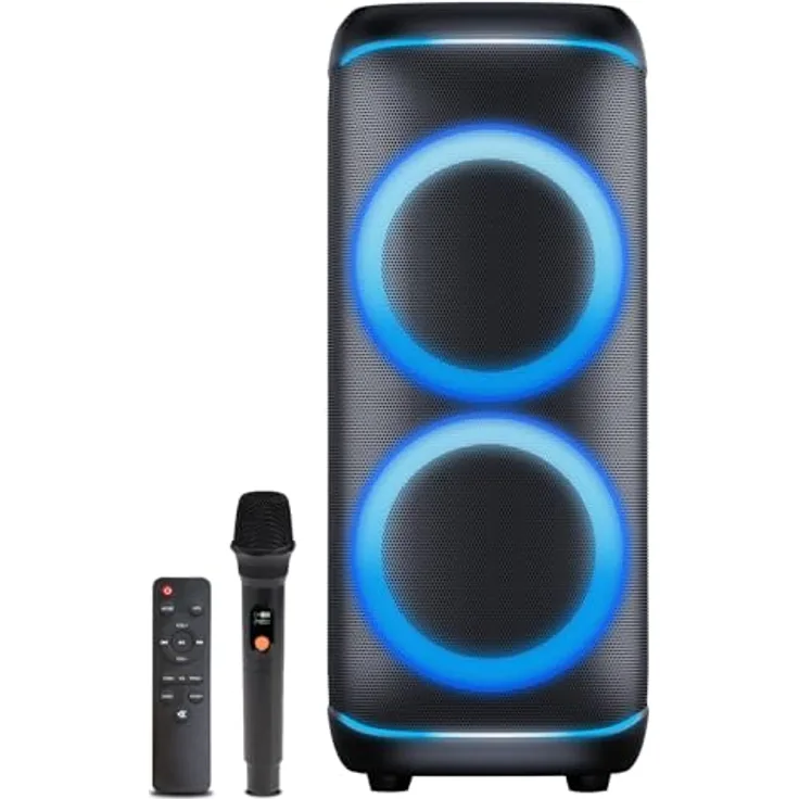 Denver BPS-470, Bluetooth Party Speaker mit 2 x 10" Woofers, 2000 W, spritzwassergeschützt, schwarz, neu