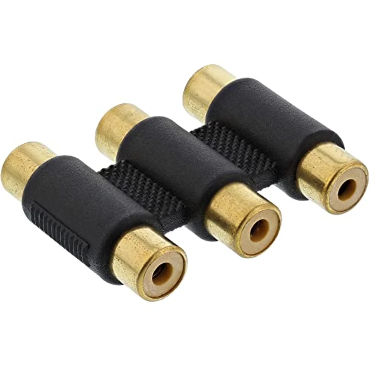 InLine Audio/Video Adapter, 3x Cinch Buchse auf 3x Cinch Buchse, vergoldet – Bild 1