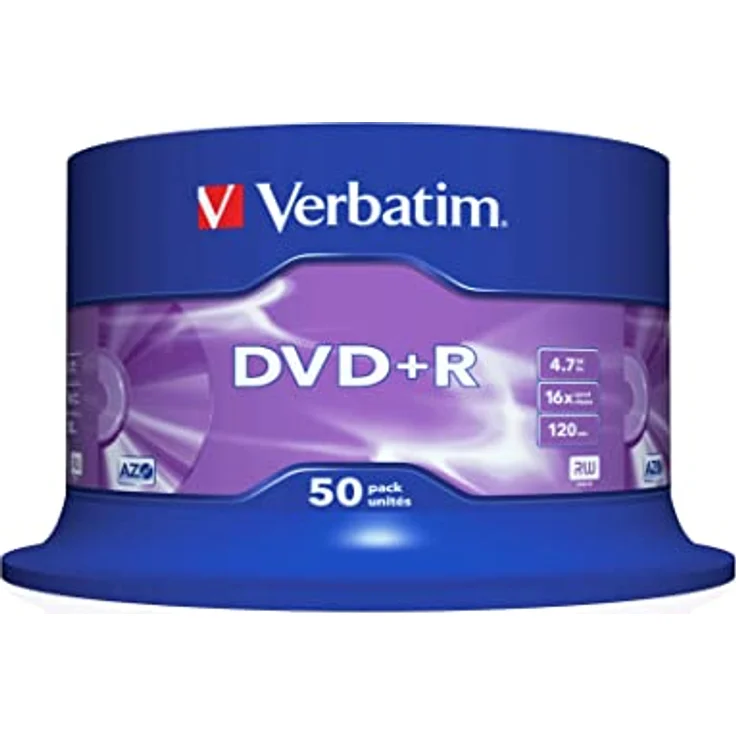 Verbatim DVD+R 16x Matt Silver 4.7GB 50er Pack Spindel DVD Rohlinge 16-fache Brenngeschwindigkeit & Hardcoat Scratch Guard DVD leer Rohlinge DVD DVD Rohlinge Spindel VB-DPR47S3A 50 Stück – Bild 2