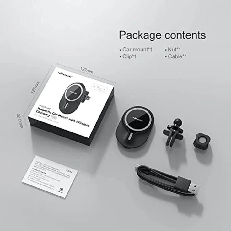 Nillkin MagRoad Qi Wireless Charger, Smartphone Halterung mit MagSafe, Schwarz, 360° drehbar für KFZ-Lüftungsgitter – Bild 7