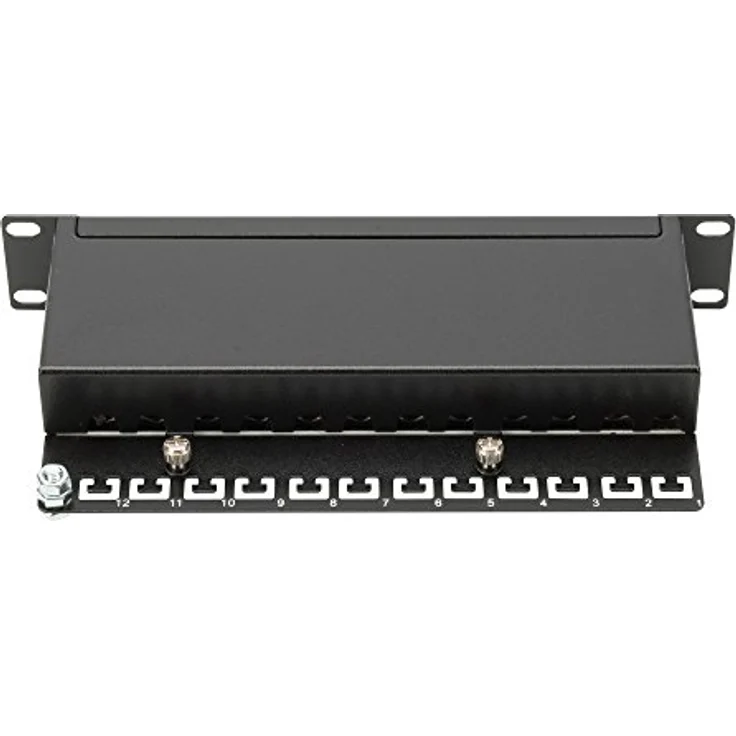 DIGITUS 12 Port CAT5e Patchpanel 10'' Patchfeld 10 Zoll 1HE RackMount schwarz – Bild 2